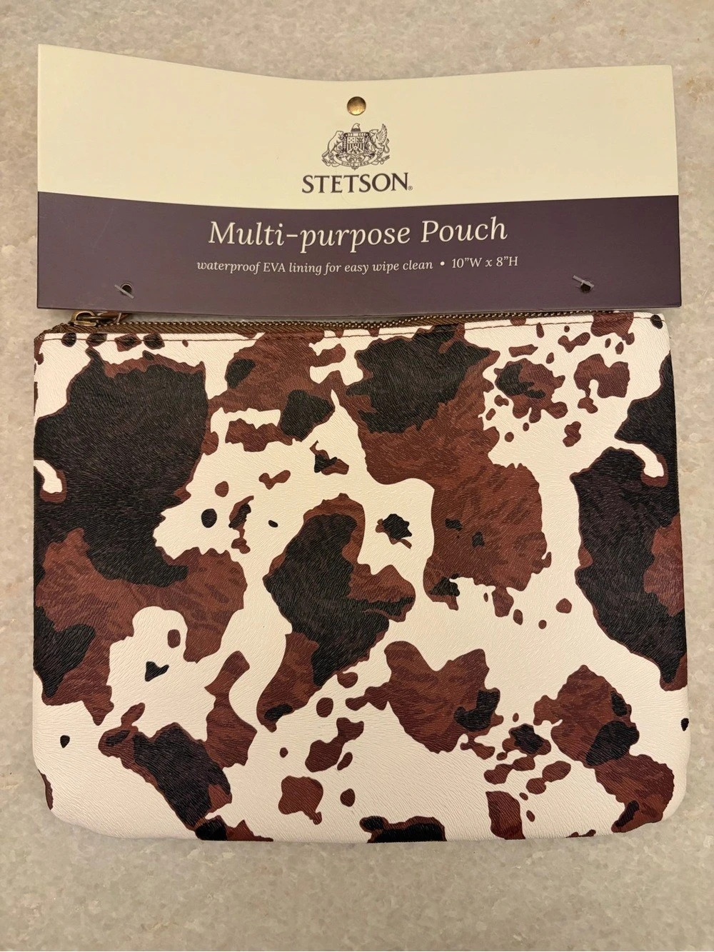 Stetson Multi-purpose Pouch Cow Print Brown & Black
